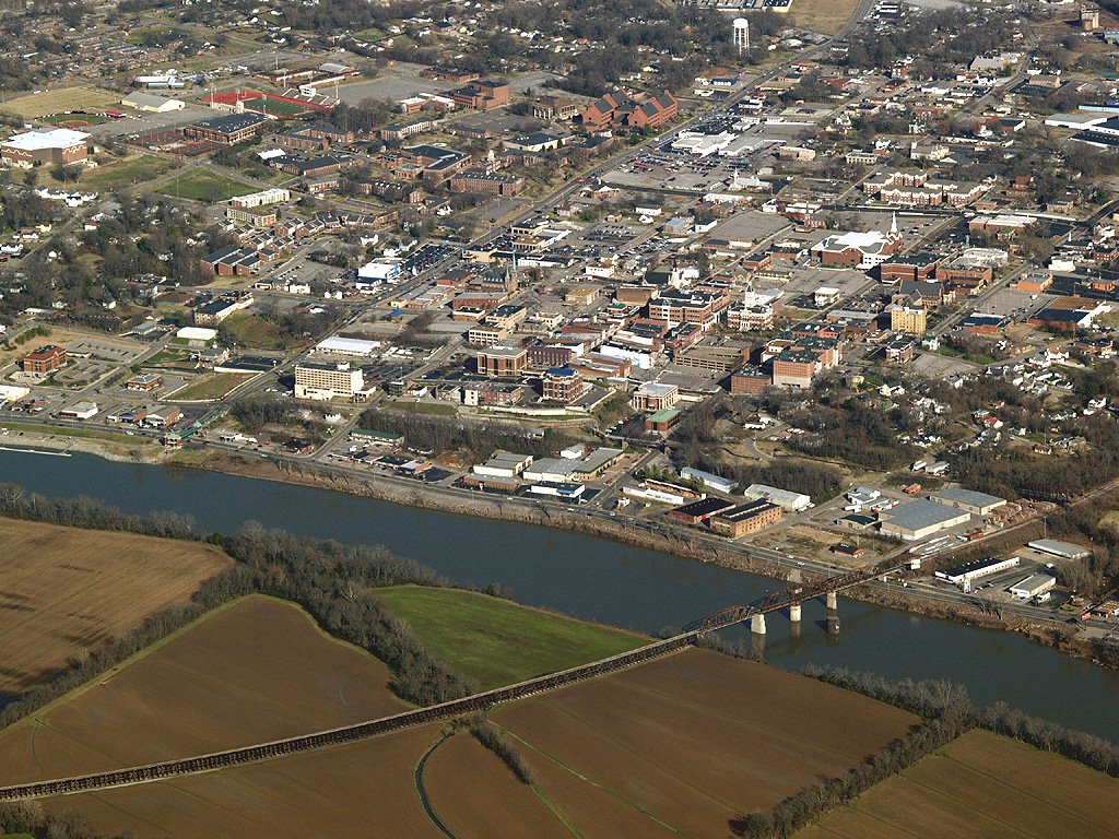 Clarksville, Tennessee - Downtown Aerial View
