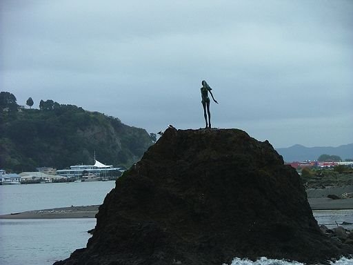 Wairaka statue at harbour entrance
