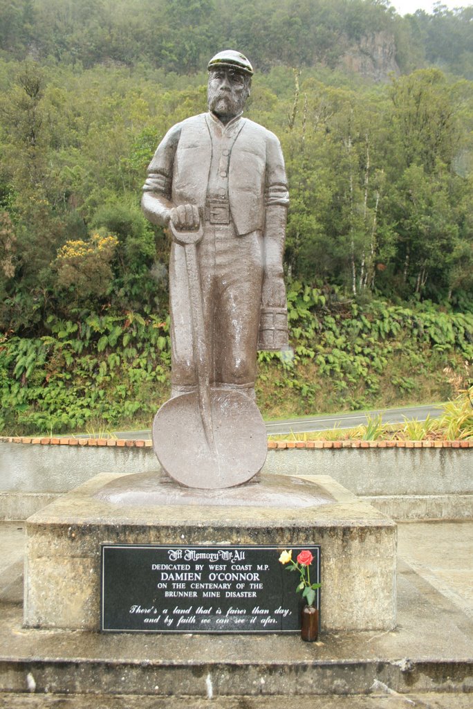 Memorial to the Brunner Mine disaster, 26 March 1896 with the loss of 65 lives