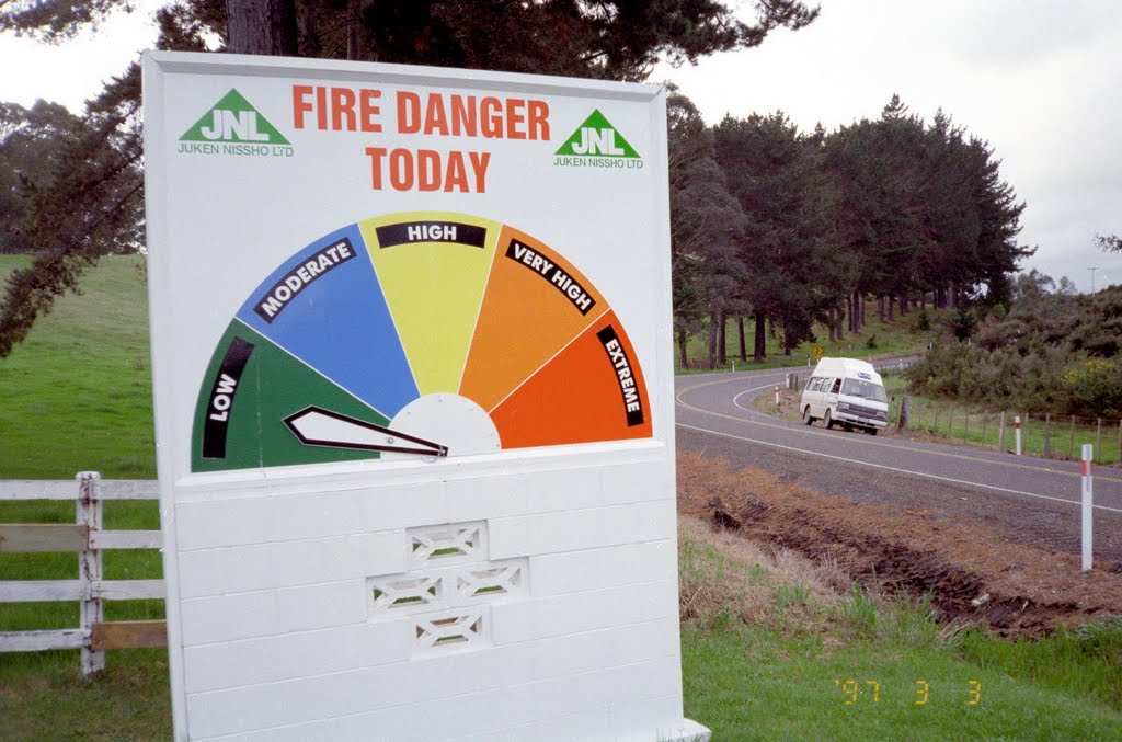Fire warning, North Island, New Zealand 1997